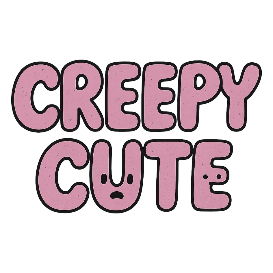 Creepy and cute text sticker