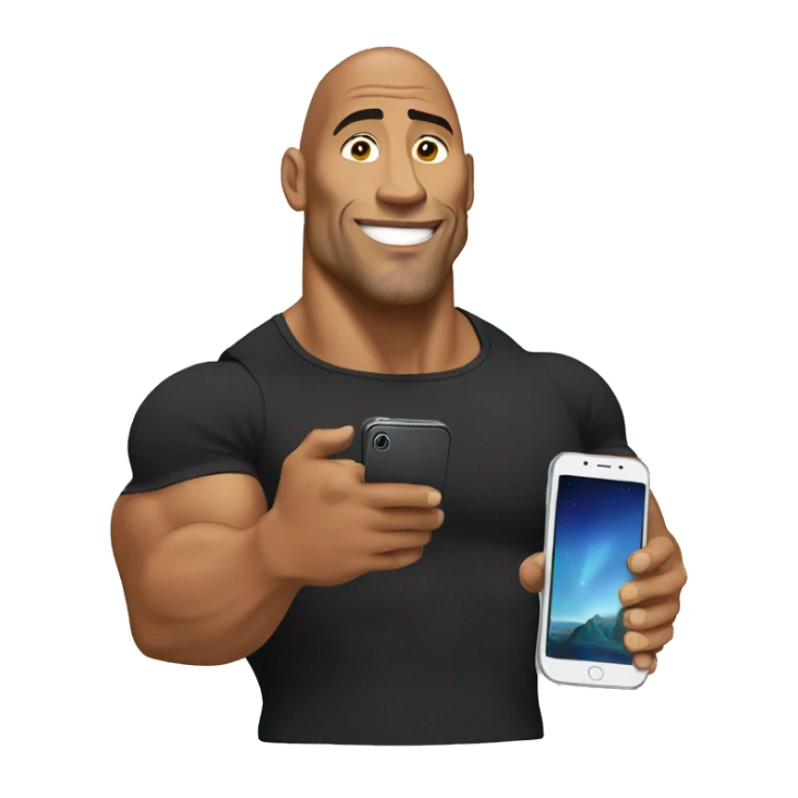 the rock holding a mobile phone sticker