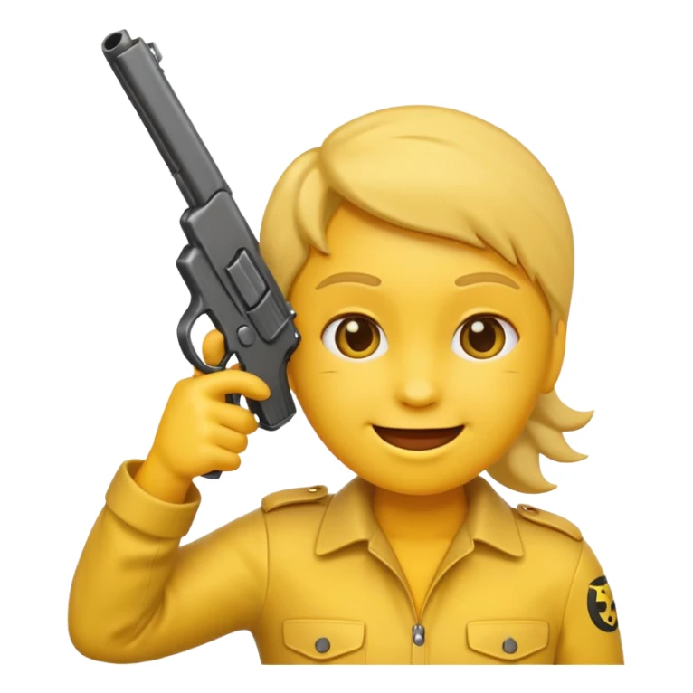 Create a smiling face emoji that’s holding a gun aimed to their forehead sticker