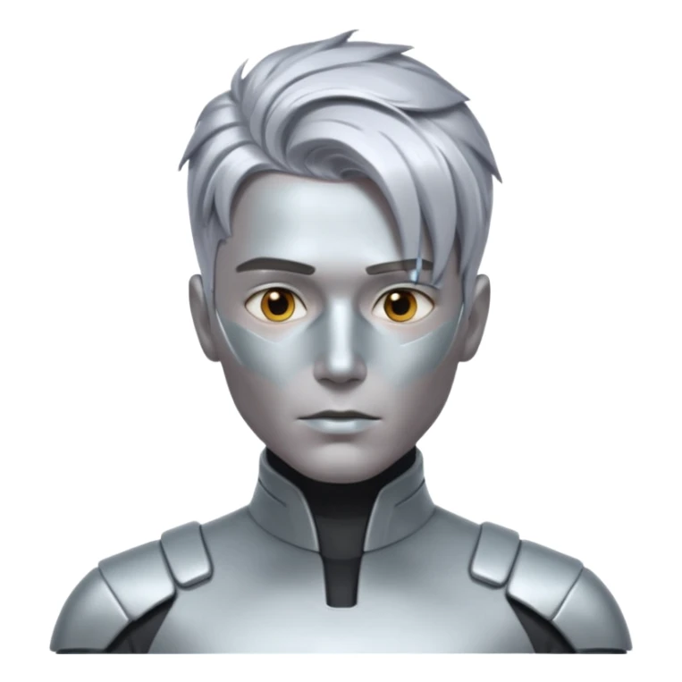 futuristic man with long metalic hair sticker