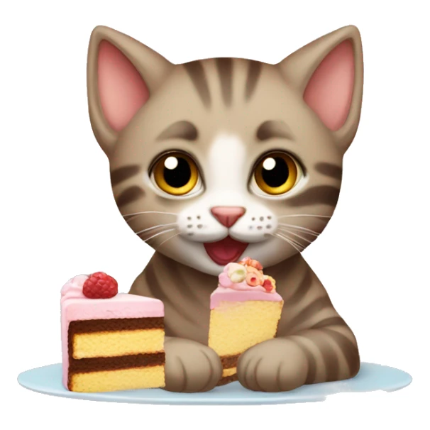 a baby cat eating a cake  sticker