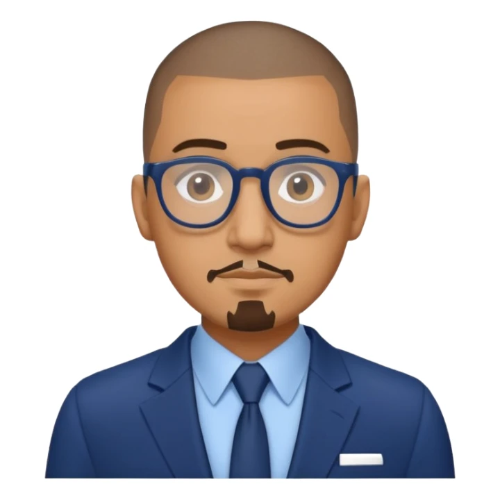 Buzz cut Latino with goatee and glasses and dark blue suit  sticker
