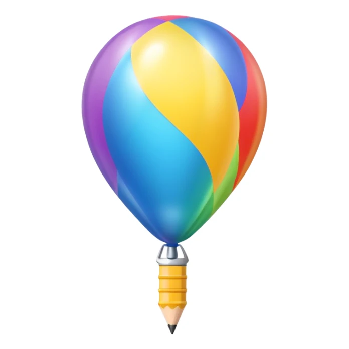Pencil, balloon style, shiny, inflated look sticker