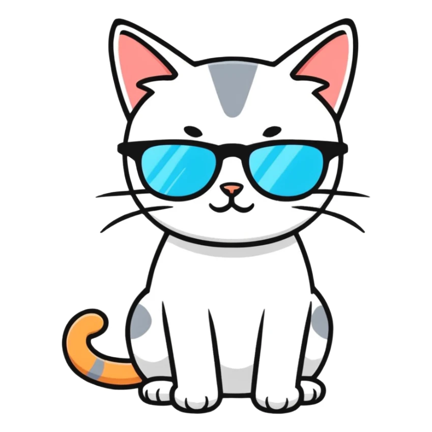 Cat with sunglass sticker