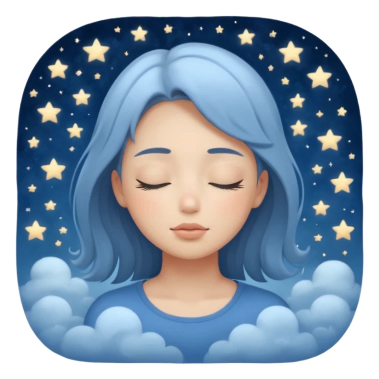 🌀 Visual: A calm girl with closed eyes, thoughts swirling like mist 📜 Text: “Not quiet, just thinking” 🎨 Mood: Foggy blue tones, soft stars, peaceful night sticker