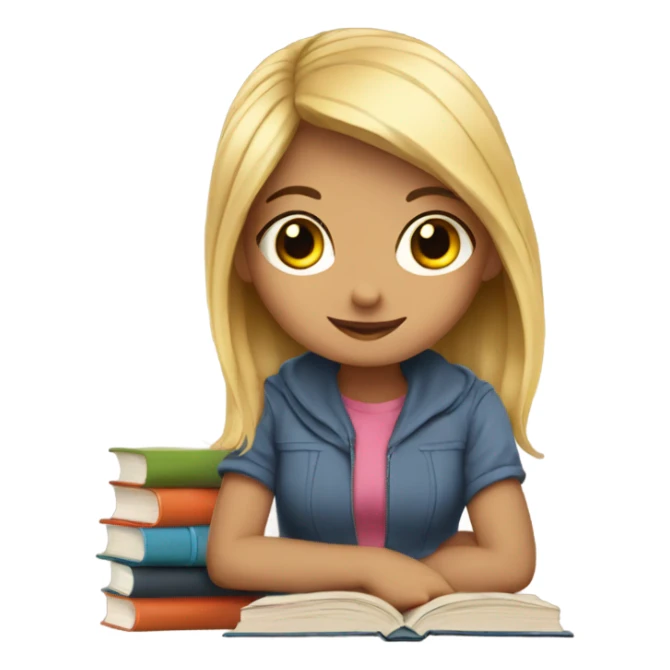 cute girl with books sticker