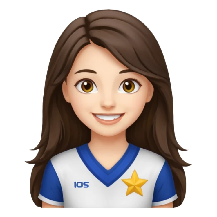 happy long haired brunette girl hazel eyes cheerleader sticker