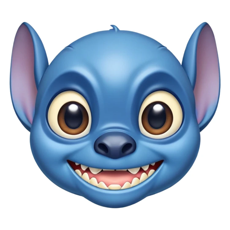 blue alien Stitch face from Lilo and Stitch with big eyes and sharp teeth sticker