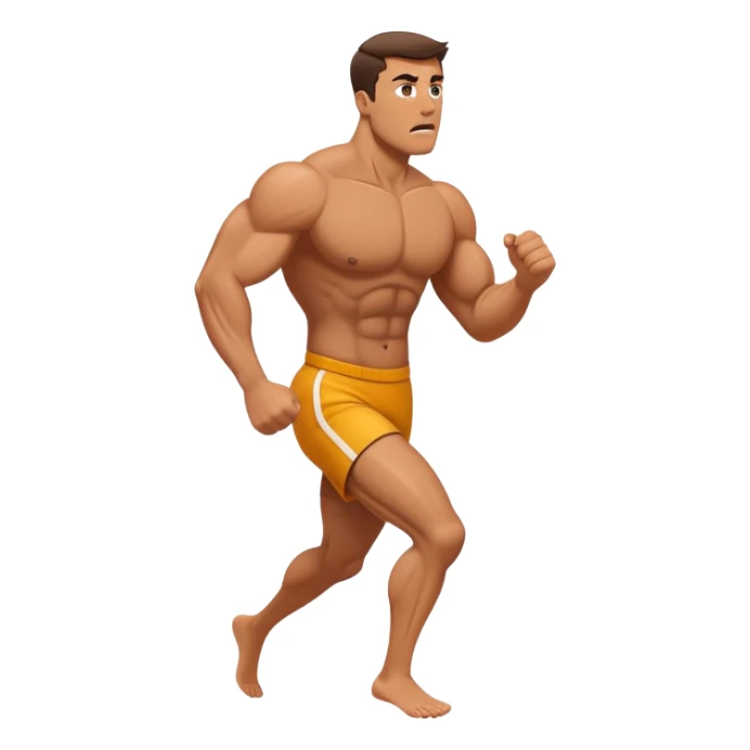 a muscular man afraid and running from his wife sticker
