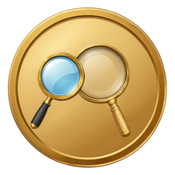 gold medal with bandage and a magnifier engraved on the center sticker