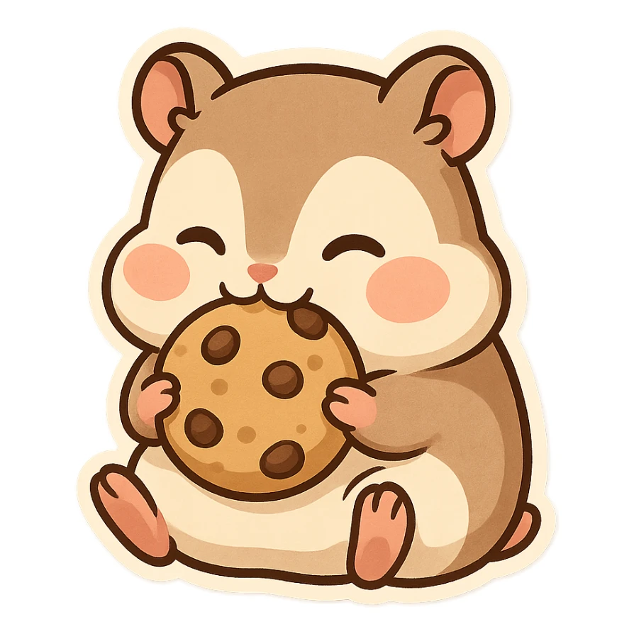 Chibi Hamster Eating Cookie sticker