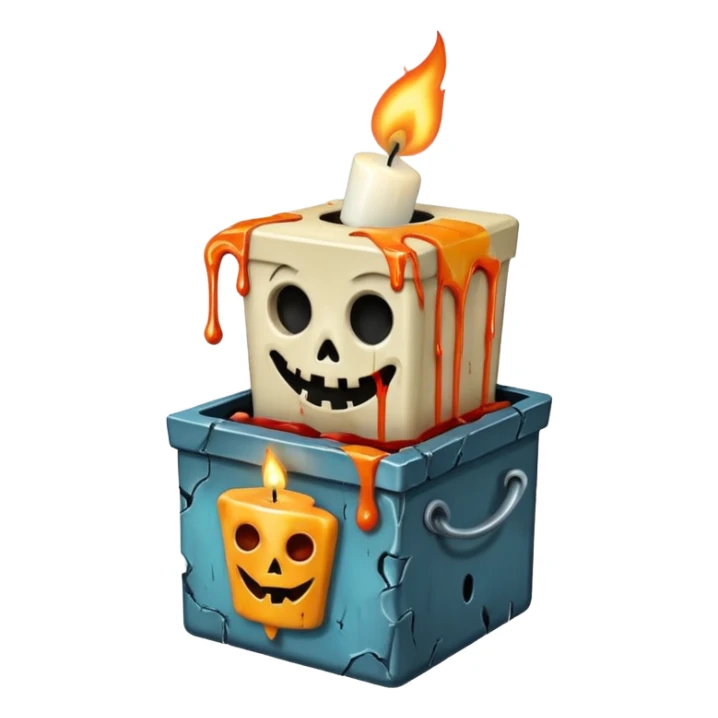 Scary jack in the box with melting candle sticker