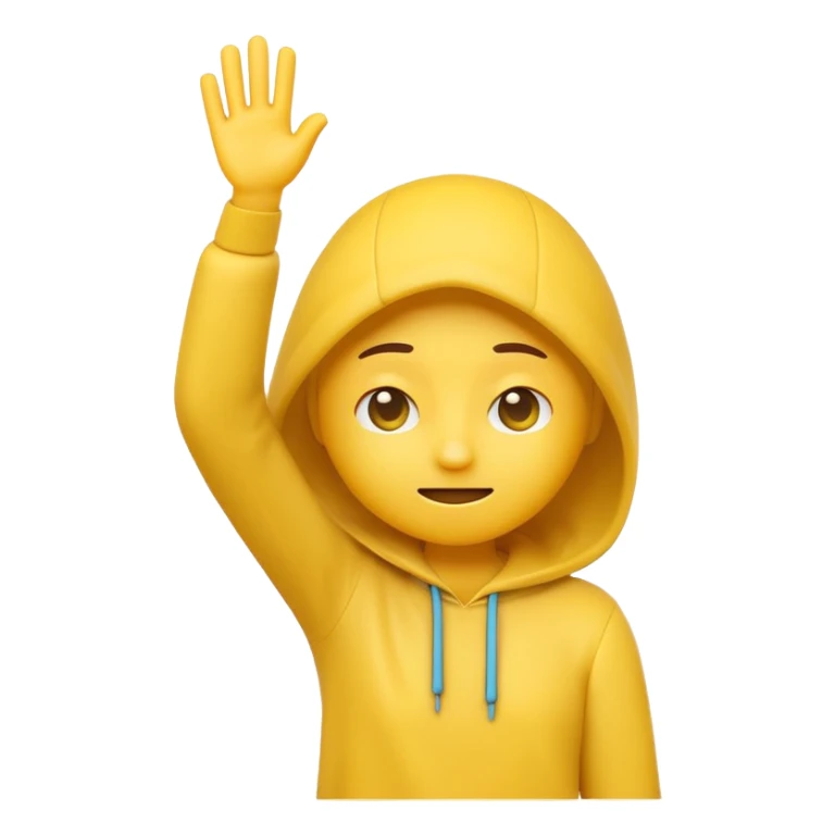 An emoji character mid-dab: face slightly lowered into the bent elbow of one arm, with the other arm extended diagonally upward in the opposite direction.  sticker