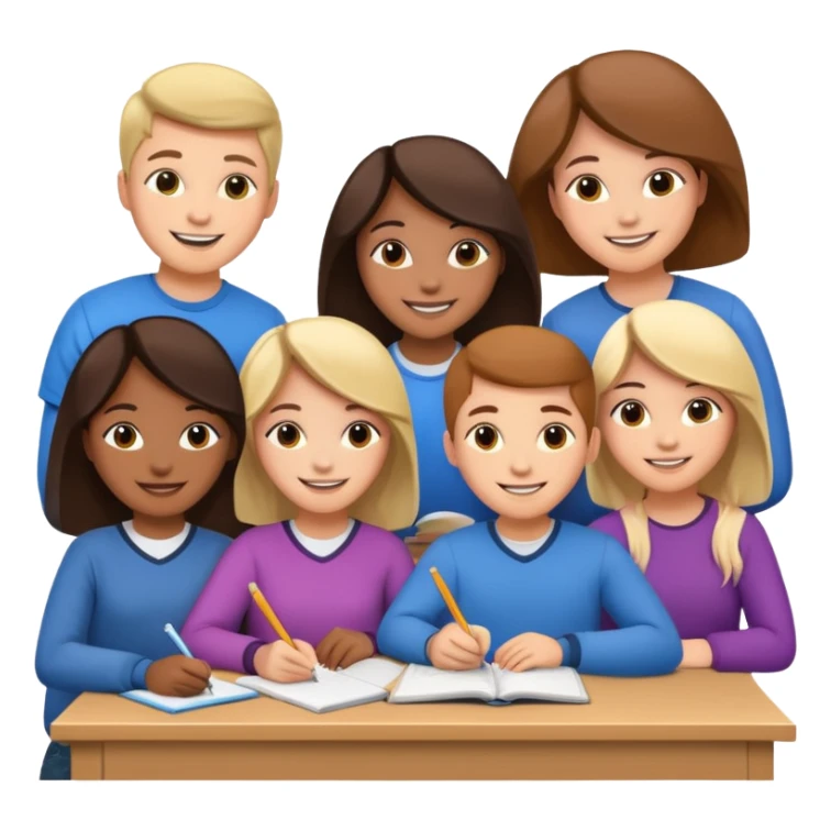 group of students helping each other with homework sticker