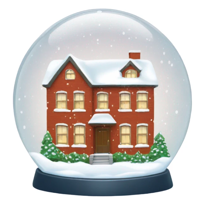 Red brick house in snowing snow globe sticker