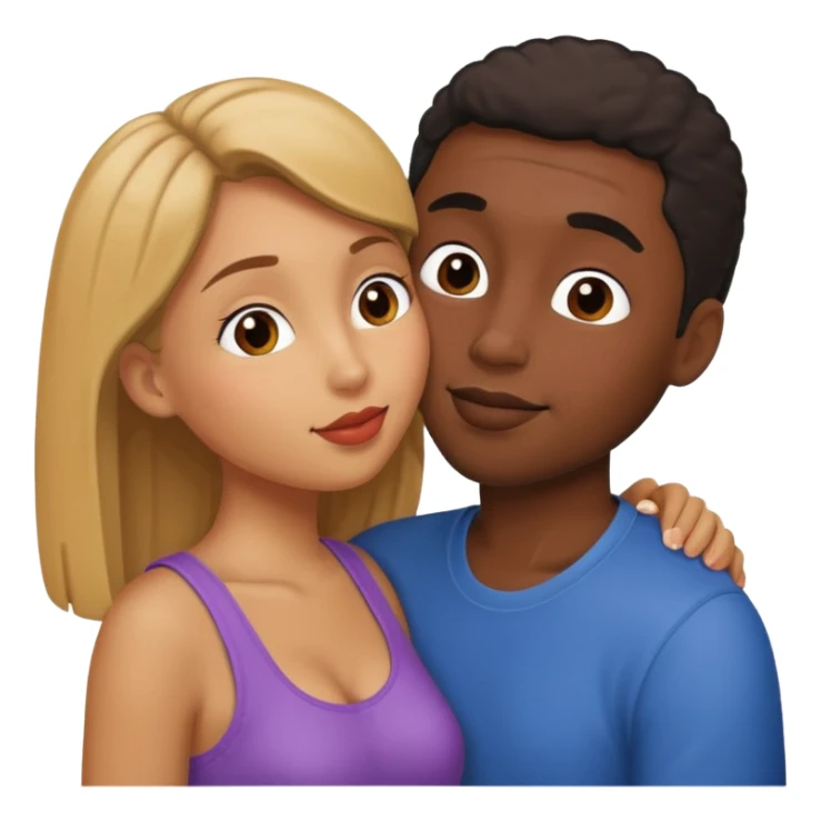 Tan girl and black guy kissing sticker