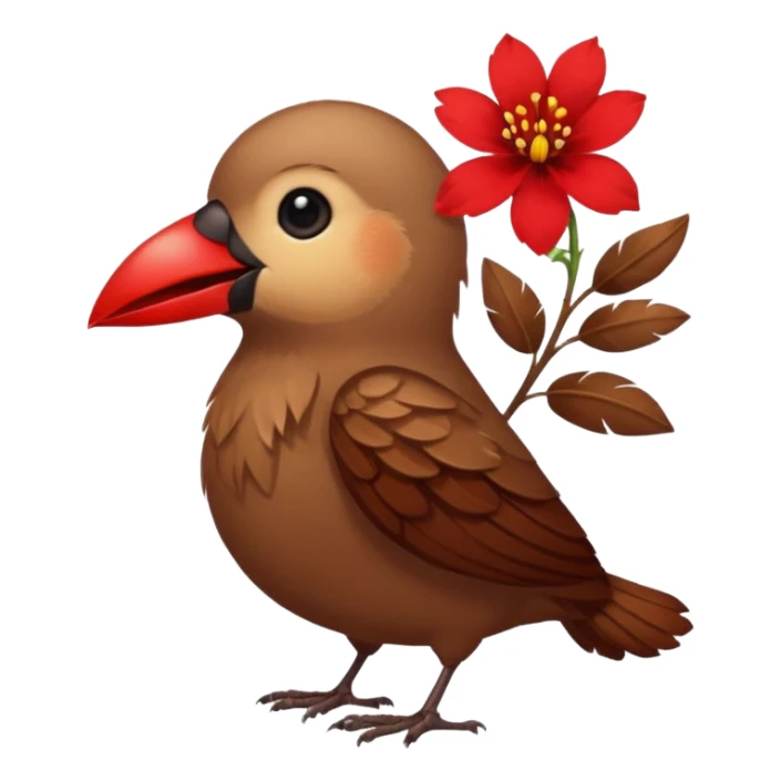 A bird carrying a red flower in its mouse  sticker