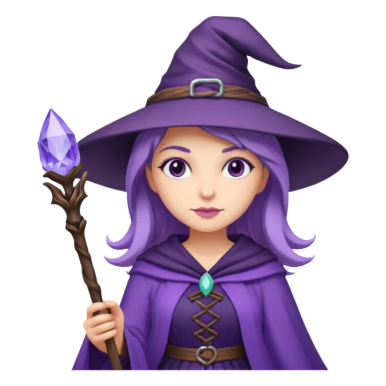 Beautiful witch wearing lavender purple and staff sticker