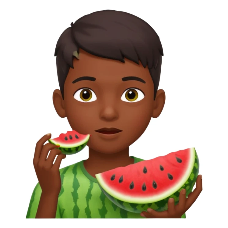 a watermelon with a indian 13 year old boy eating it sticker