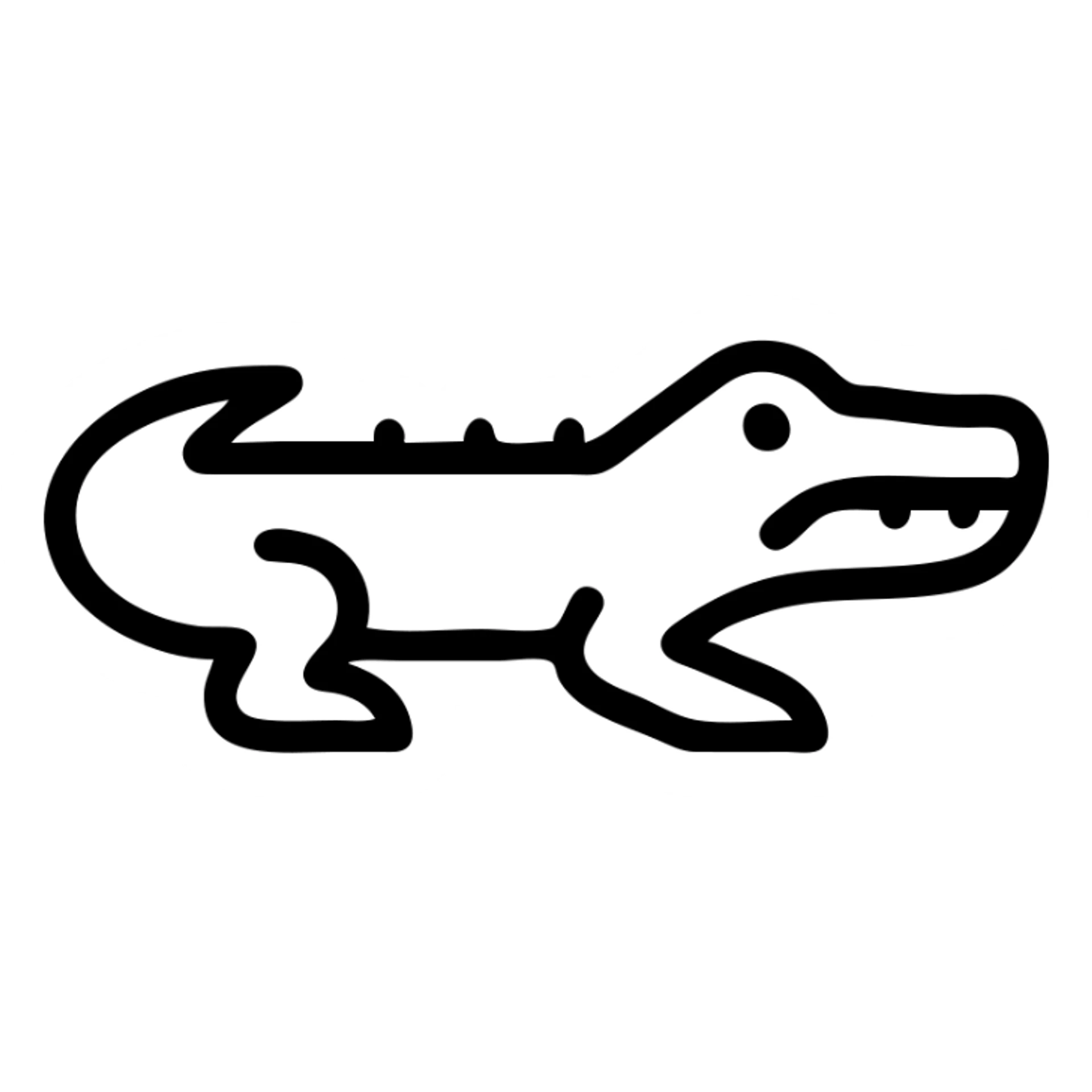 black caiman, outlined icon, minimal details, side profile, black lines sticker
