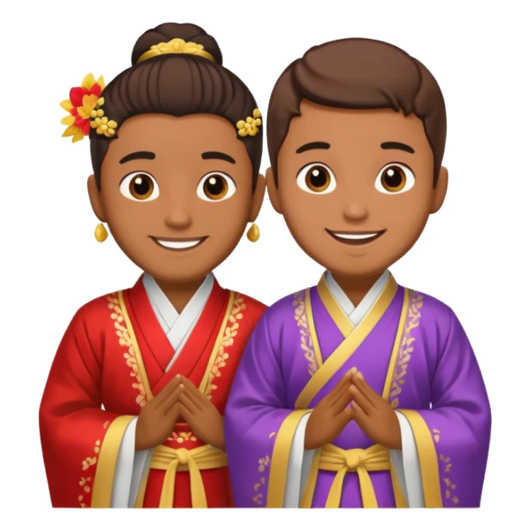 gay happy brown skin couple in hanfu sticker
