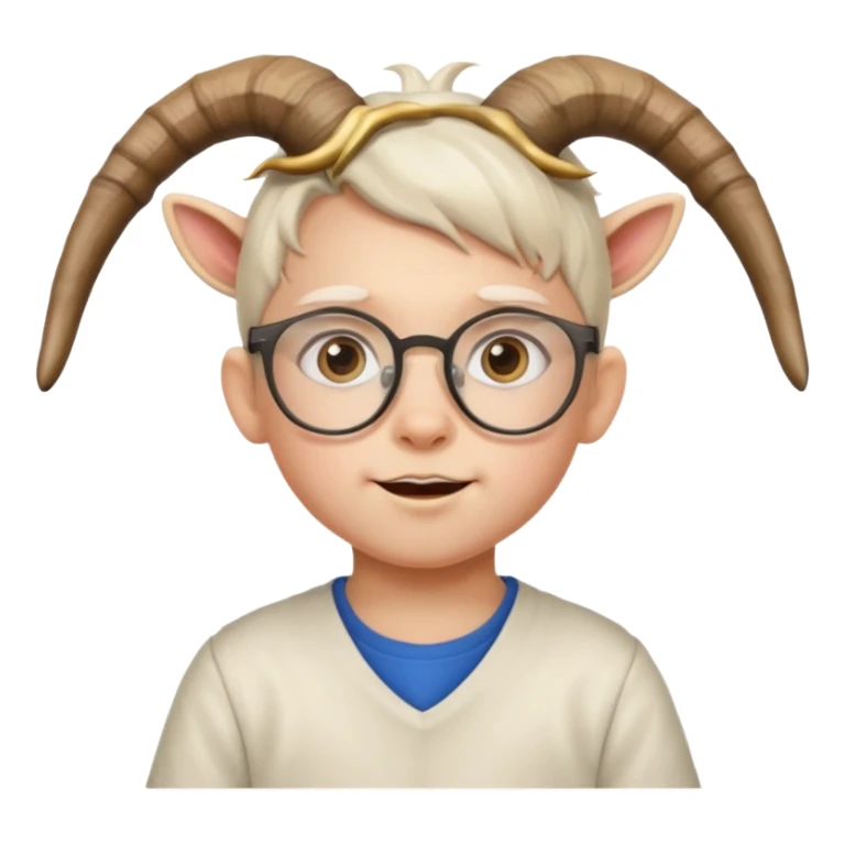 child with goat horn and eyeglasses sticker