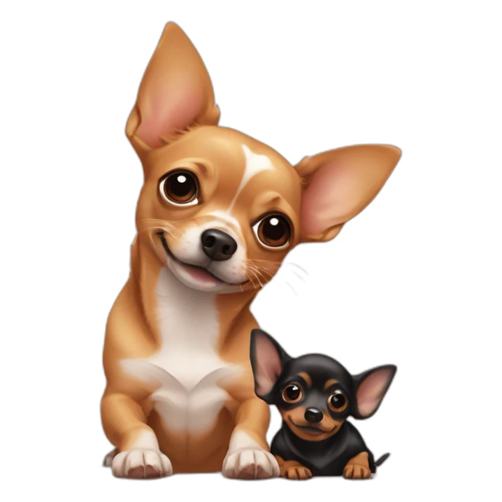 a Chihuahua kiss a Dachshund sticker
