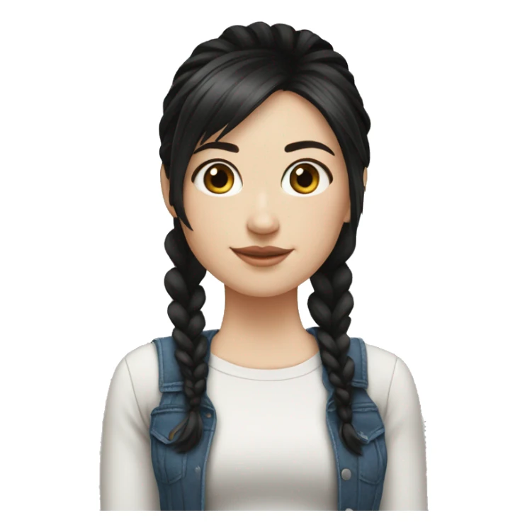 white girl, short ponytail with medium bangs black hair, tight jeans sticker