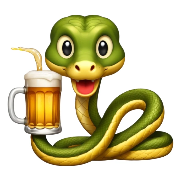 a snake with a glas of beer sticker