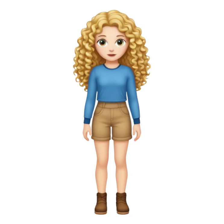 Long curly hair white girl full body  sticker