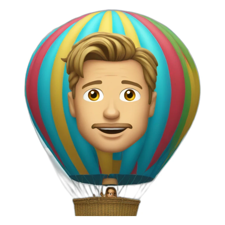 brad pitt in a hot air balloon sticker