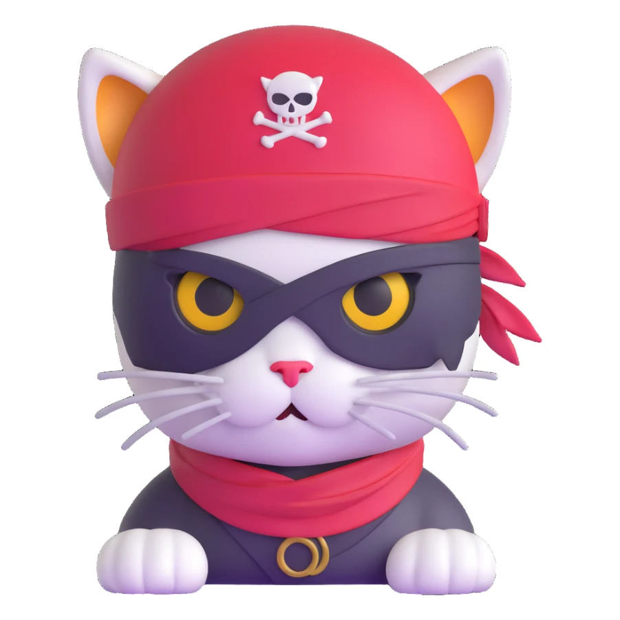 Skibidi cat pirate with a helmet and eye patch in a war zone sticker