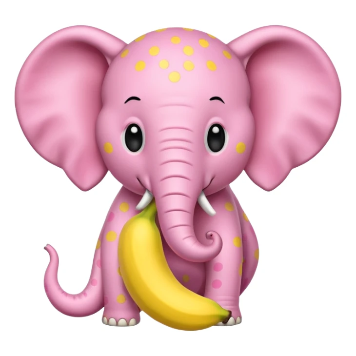 A poke a dotted elephant eating a banana sticker