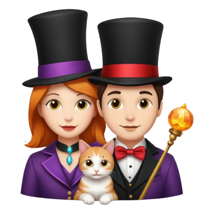 Kedi  çivcivmagician couple and their pet cat sticker