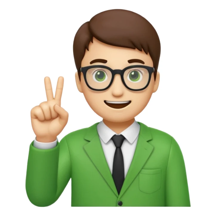 a normal emoji with nerd face and a finger upp with greenscreen sticker