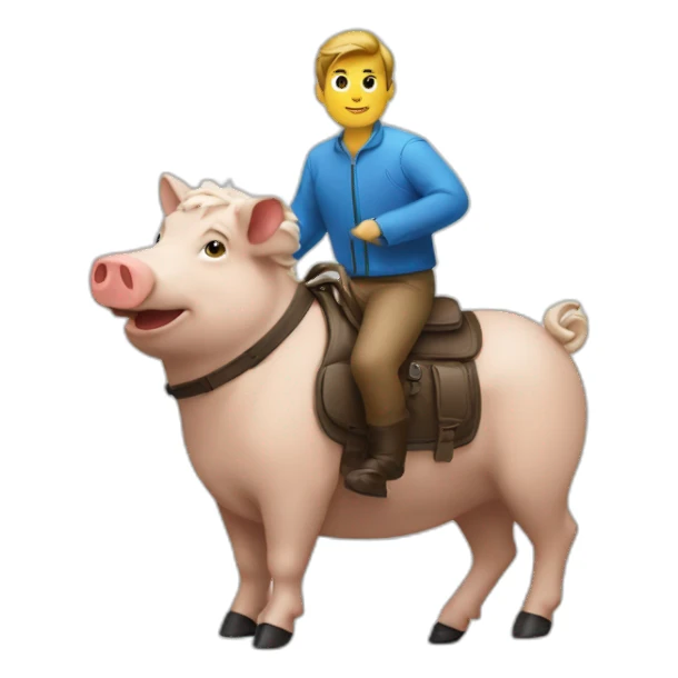 Un homme sur un cochon sticker