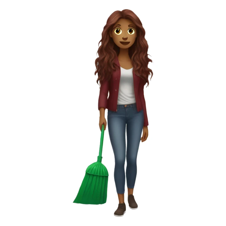 Beautiful burgundy long haired woman taking out the trash sticker