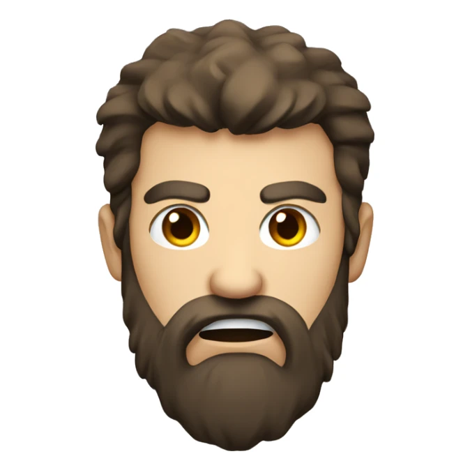 angry male head with a beard and scruffy brown hair  sticker
