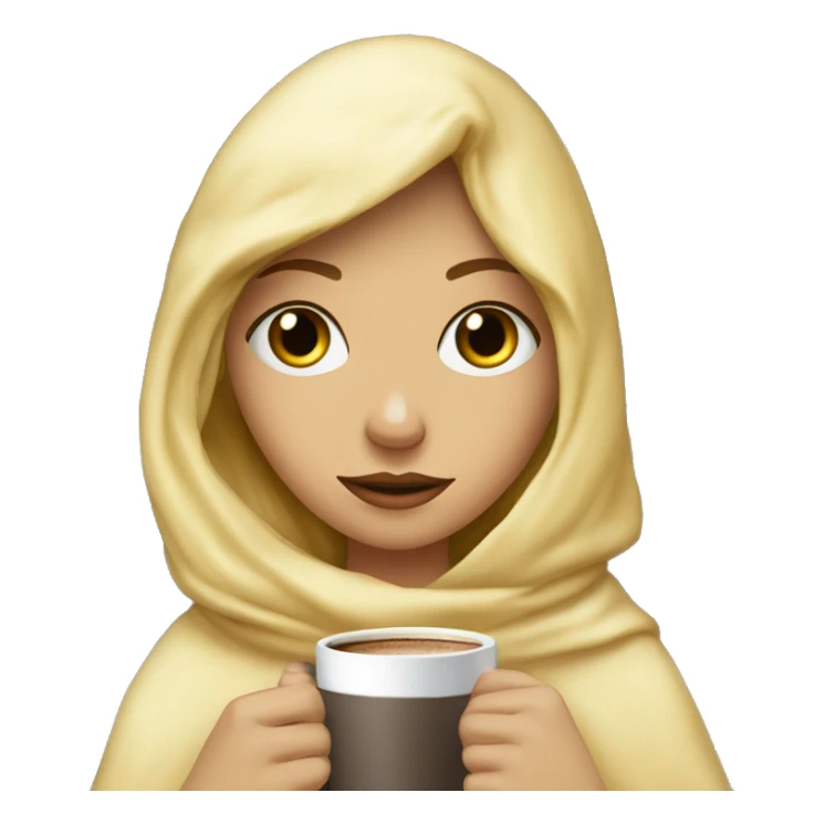 Blondie girl inside a blanket sipping coffee eyes close sticker