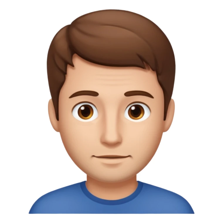 brown-haired man emoji, no beard, no mustache, neutral face sticker