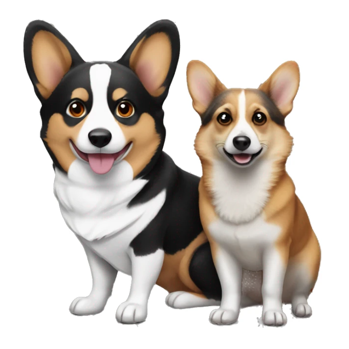 Black and white corgi with a raccoon  sticker