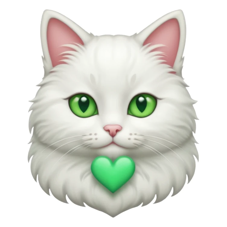 White cat with green eyes and heart sticker