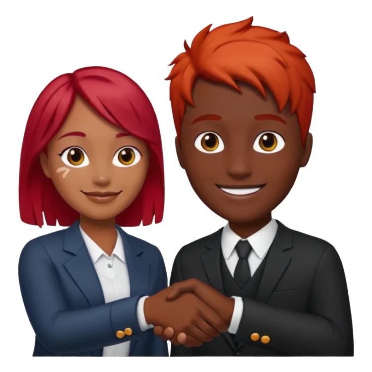 two black and redhead emoji’s handshaking  sticker