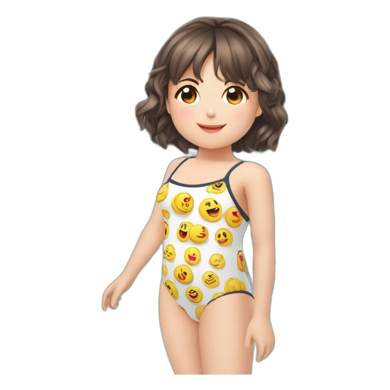 upperbody female young child light skin one-piece swimsuit backless back cute adorable sweet sticker