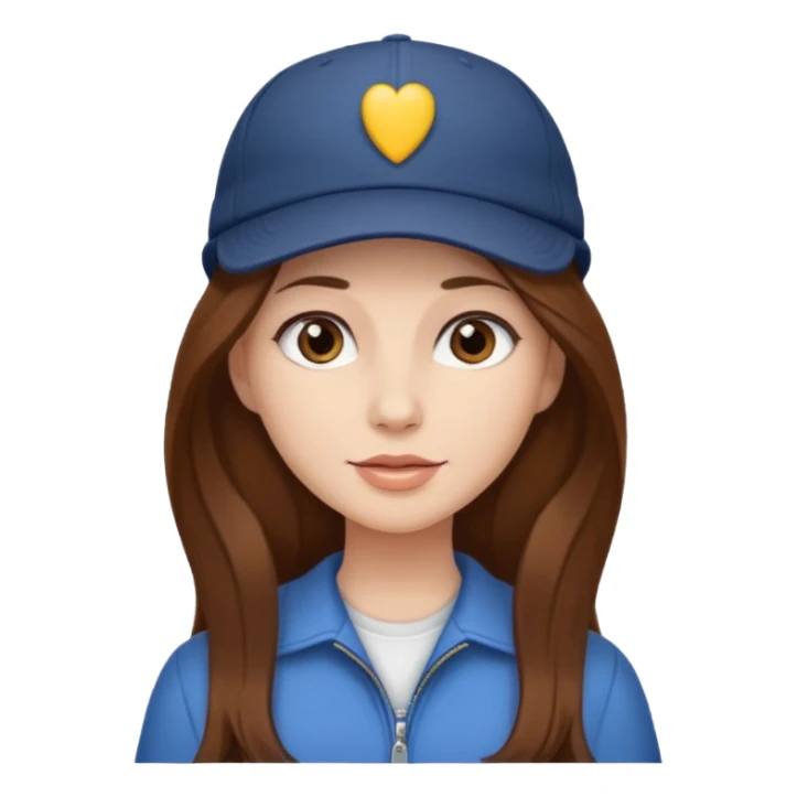 lady with long brown hair wearing a cap sticker