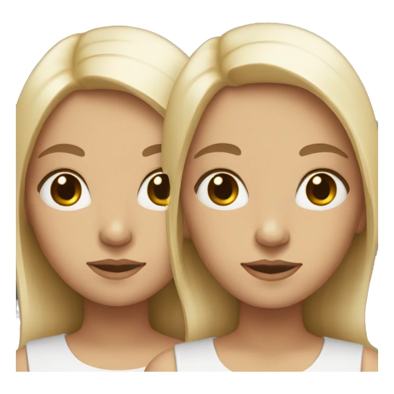 Two white sisters with middle straight hair sticker