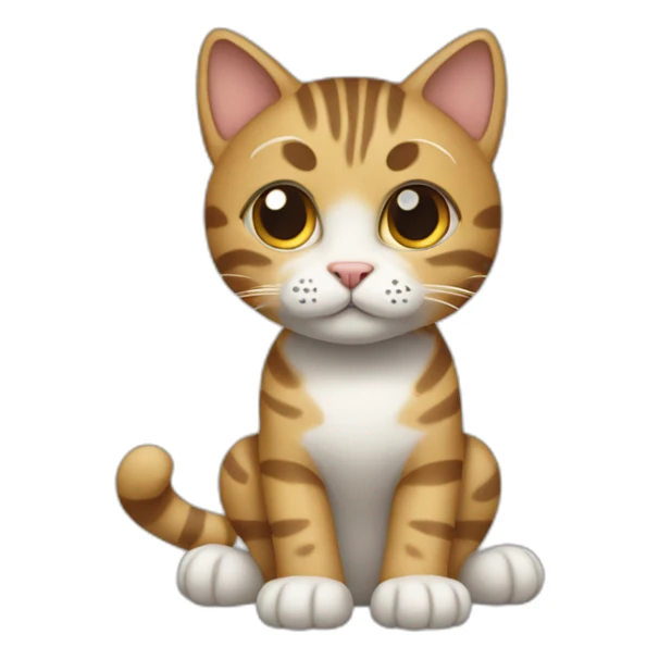 A tabby cat with white paw tips full body tilting it’s head sticker