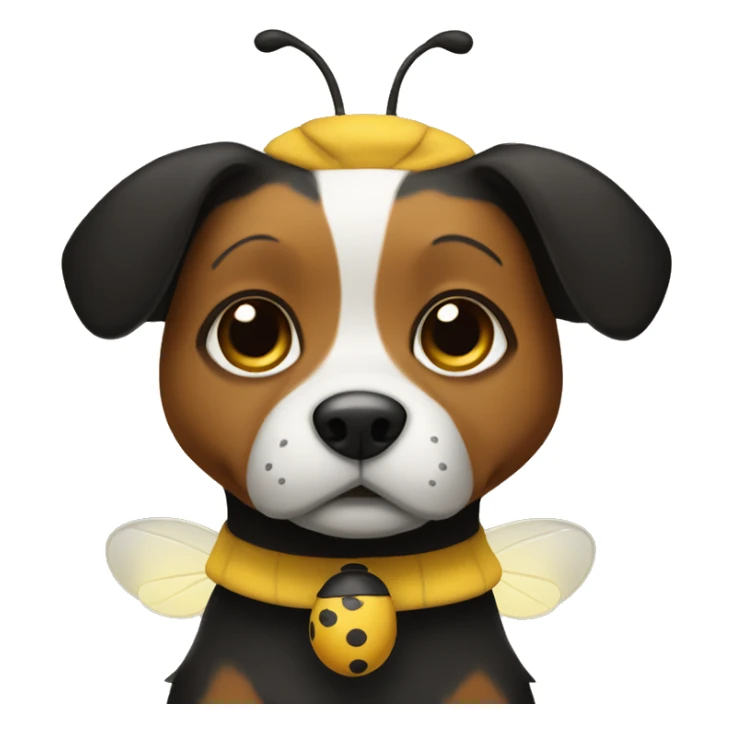 Black and brown dog wearing bee costume sticker