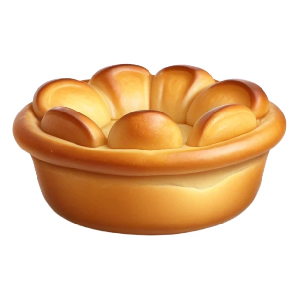 Cinematic Realistic Yorkshire Pudding Dish Emoji, showcasing a light, airy, golden puff with a crispy exterior rendered with lifelike detail and soft natural lighting that accentuates its classic appeal. sticker