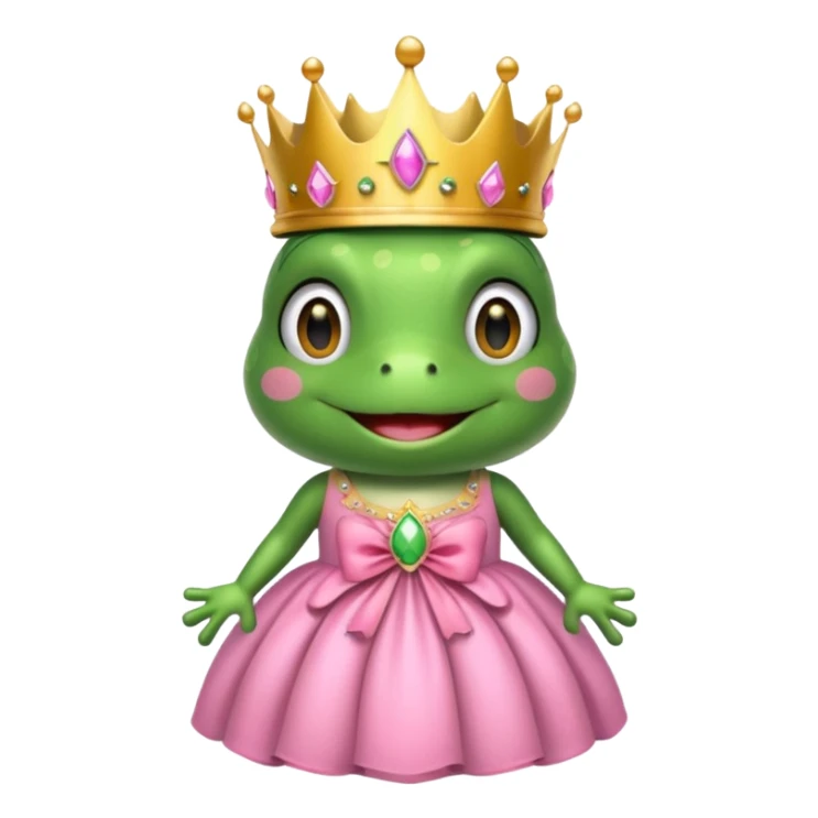 frog with with a crown pink bow and pink princess dress sticker